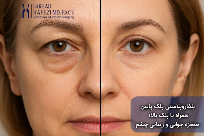 عکس قبل و بعد از بلفاروپلاستی پلک پایین